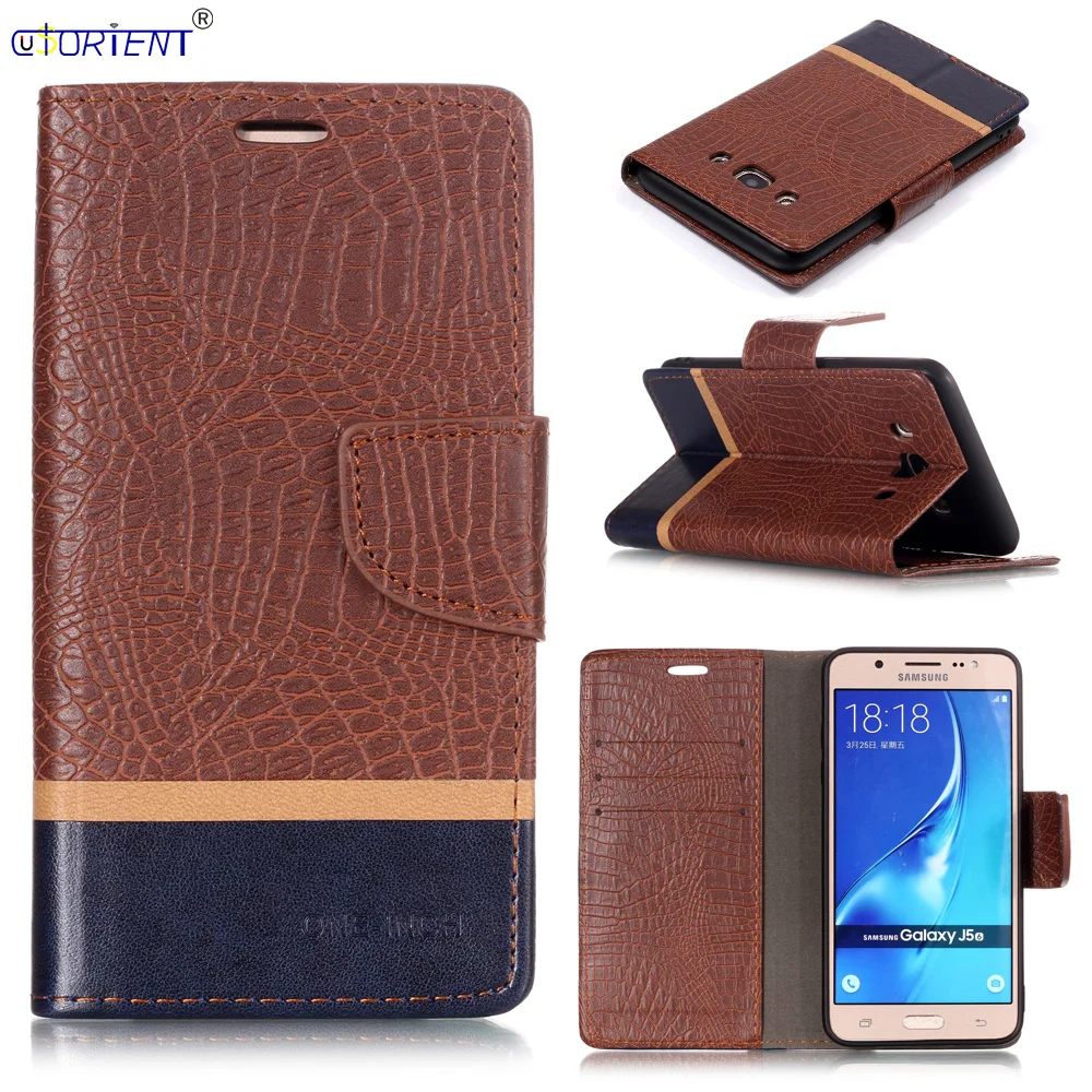 

For Samsung Galaxy J5 2016 J56 Crocodile Texture Flip Wallet Case SM-J510F SM-J510FN/DS SM-J510FN Leather Card Slot Bumper Cover