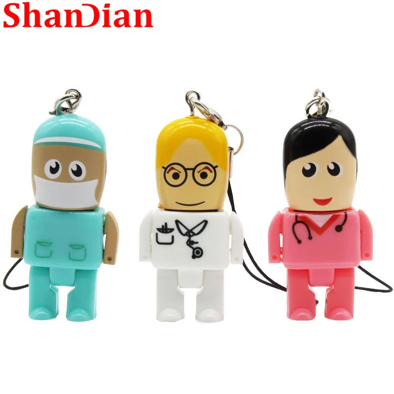 SHANDIAN Мини мультфильм доктор женщина медсестры стоматологический usb флэш-накопитель Флешка 8 ГБ 16 ГБ 32 ГБ клиника U диск