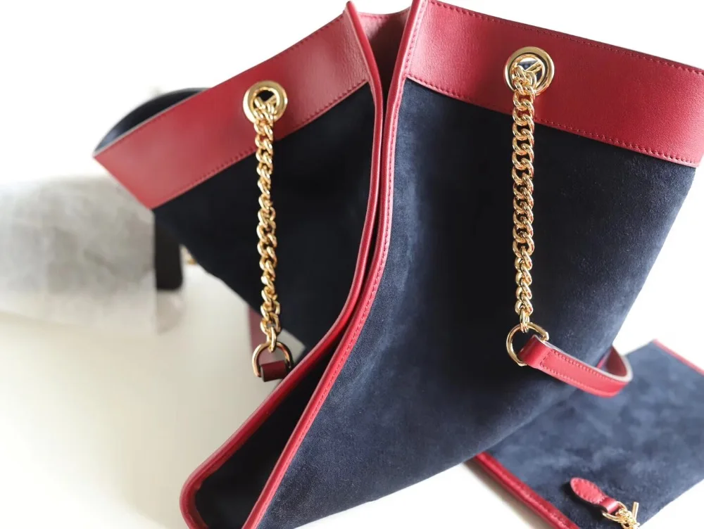 

WECAYISA The newst layer leather soft bag 2018 chain handbags shoulder diagonal cross bag black with red girl fashion bags