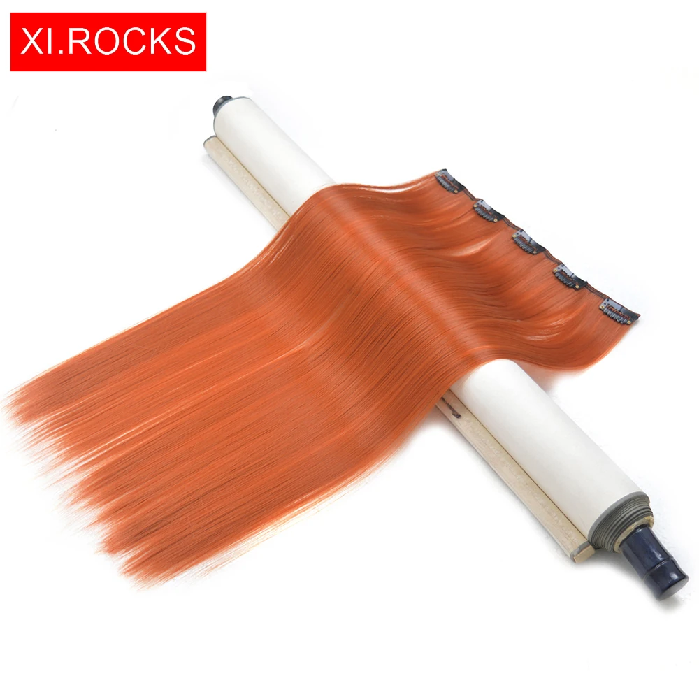 Wjlzz5050/1 p Xi. Rocks синтетические 20 дюймов Ombre ClipIn волосы для наращивания длинные прямые накладные парики для наращивания шиньоны для женщин парик