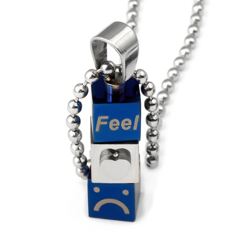 

Rotatable Expression Spinner Pendant/Keychain Titanium Stainless Steel Hand Fidget Love Necklace ADHD/Anxiety Anti Stress Toy