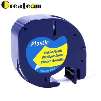 

Greateam 1 Pcs 91202 used for DYMO LetraTag label tape 91202 91222 91332 59423 Black on Yellow 12mmx4m dymo Printer Ribbons