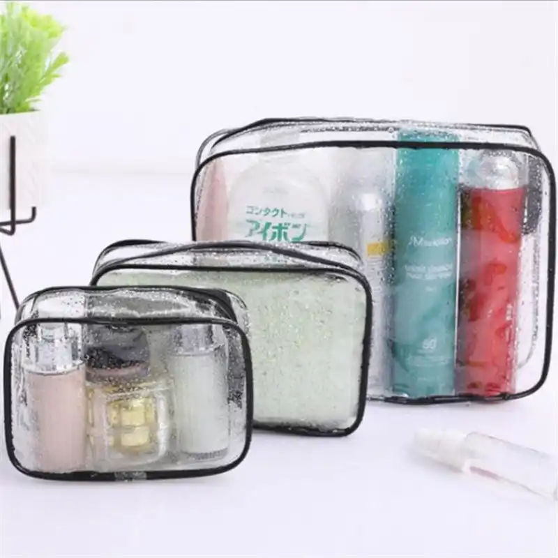Travel Transparent Cosmetic Bag PVC Women Zipper Clear Makeup Bags