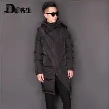 M-3xl! Для мужчин с длинным Асимметричный Hipster зимой тепло и утолщение с капюшоном