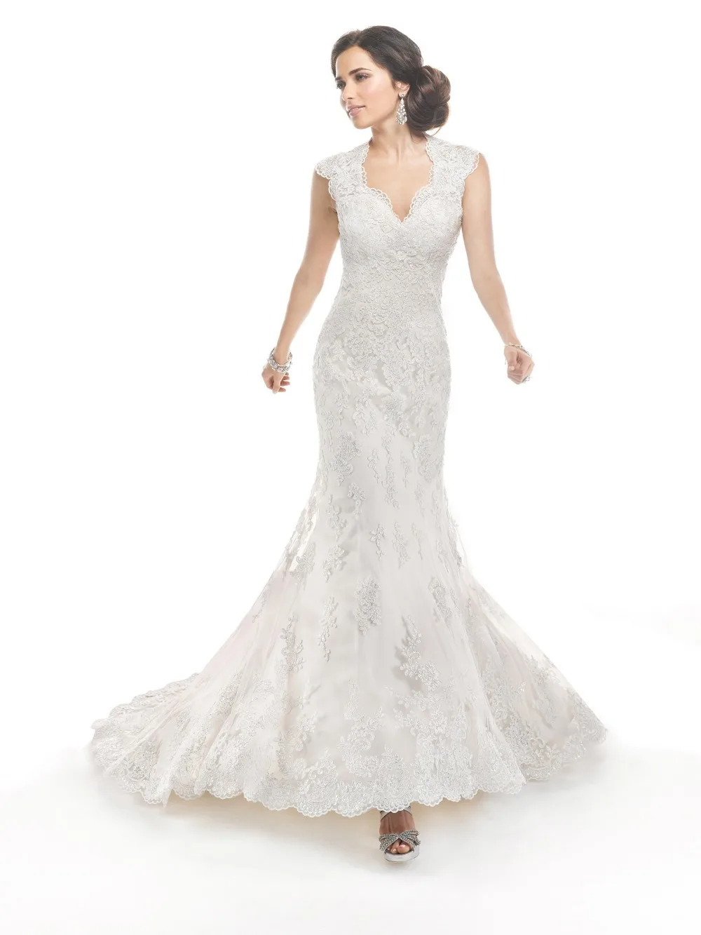 Lace Mermaid Wedding Dress 2016 V Neck Short Sleeves Bridal Gown Backless Appliques Court Train Wedding Lace Mermaid Wedding Dress 2016 V Neck Short Sleeves Bridal Gown Backless Appliques Court Train Wedding