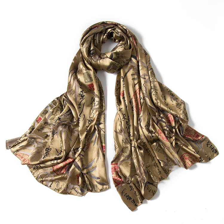 new arrival hight value of silk pure silk gold ink color scarf shawl