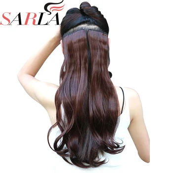 

SARLA Black Curly 50 Pcs 20" 24" 28" Clip in Hair Extensions Synthetic Hairpieces Highlight Hair 23 Colors Available