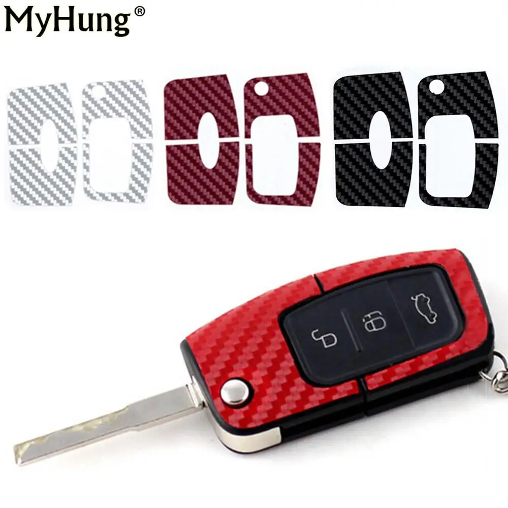 Carbon fiber car key sticker cover case for Ford Focus 2 3 2009 To 2012 for Fiesta Ecosport 2012 2013 2014 car styling 2pcs car key cover