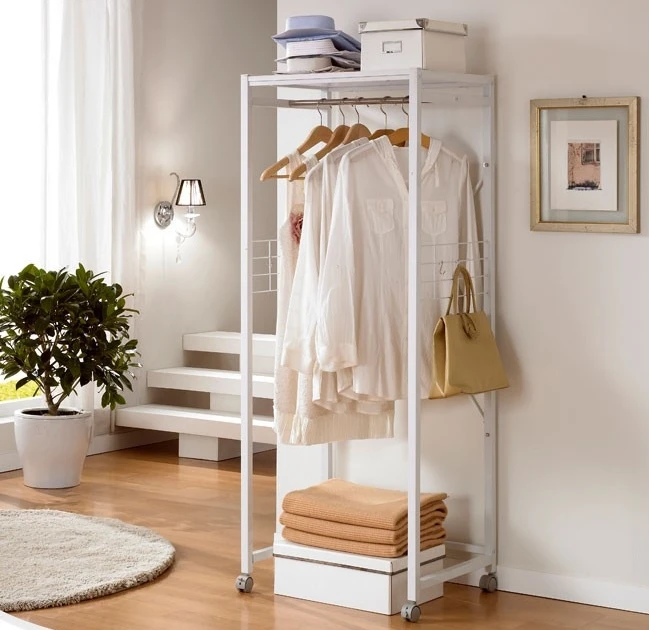 Floor Coat Rack Shelf Residential Furniture Bedroom White