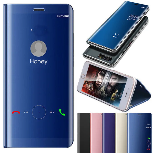 

Smart Mirror View Leather Stand Flip Case Cover for Huawei Y5 Y6 Y9 Prime 2018 P Smart P20 Pro For Huawei Nova 3 3i Mate 20