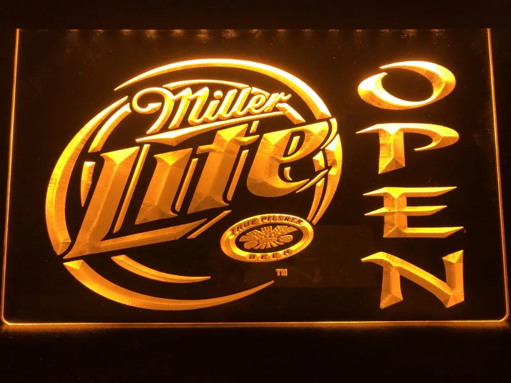 029 Miller Lite/Пиво открытый бар светодиодный неоновый светильник знак|Таблички и