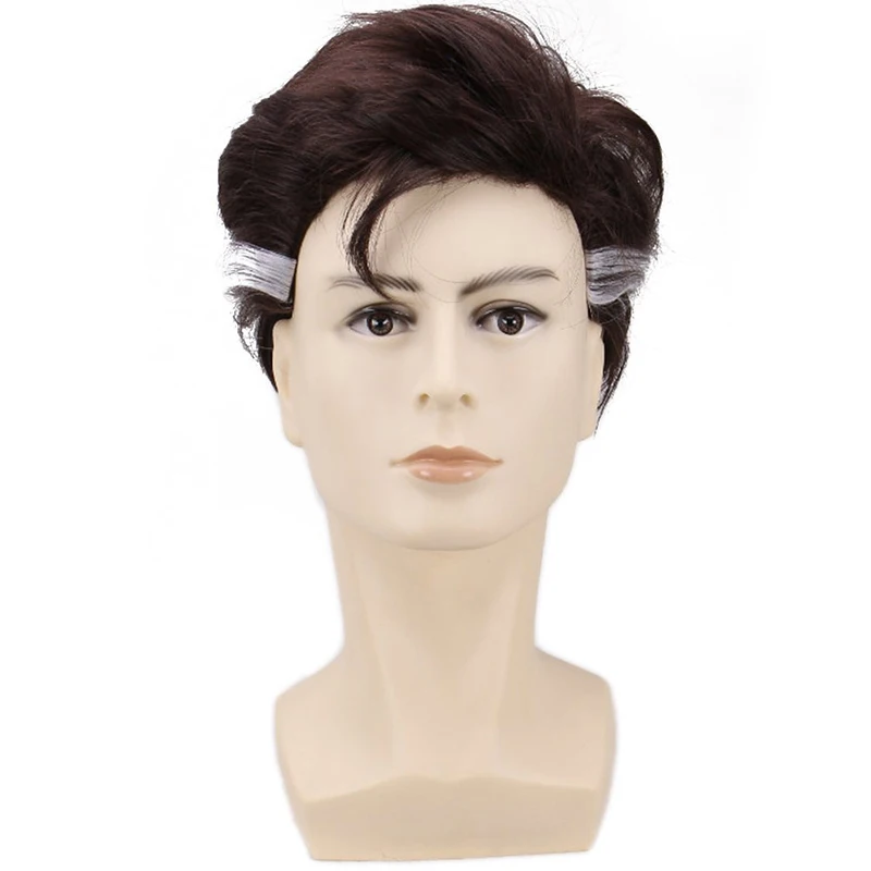 

Hair Cap+Doctor Strange Dark Brown Ombre White High Temperature Fiber Men's Synthetic Cosplay Wig For Halloween