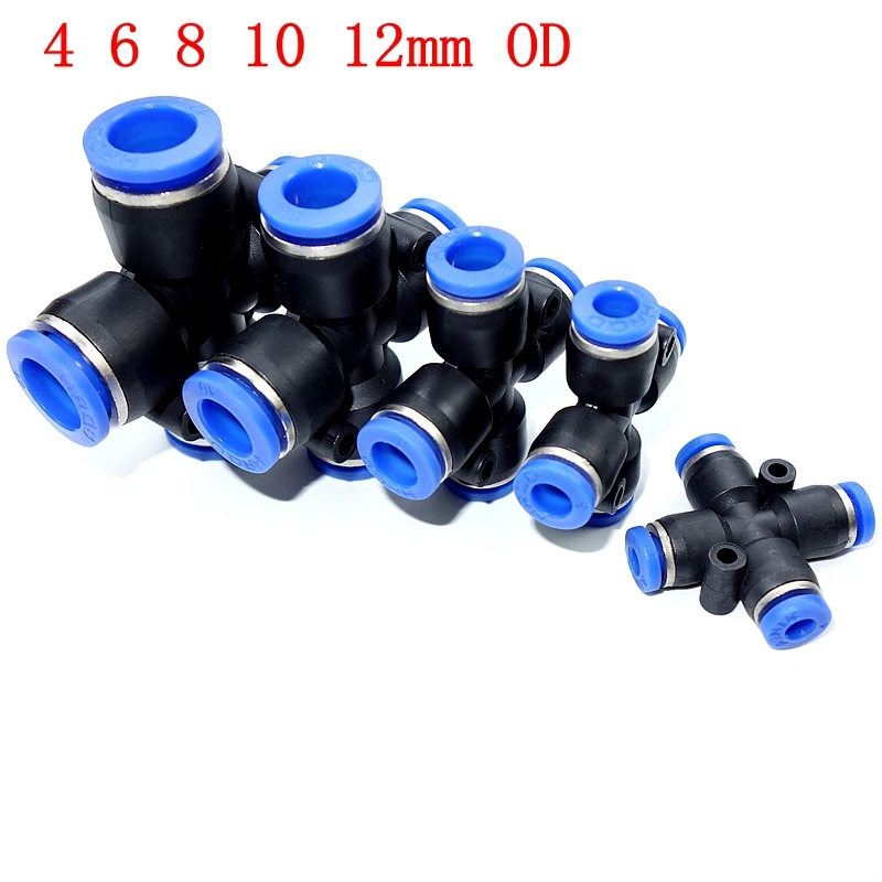 Air Pneumatic Push In Fitting Union Cross 4mm 6mm 8mm 10mm 12mm OD