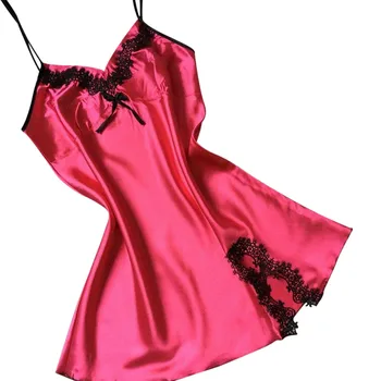 

#4 2018 Fashion Women's Suspenders Nightdress Sexy V-neck Silk Satin Dress