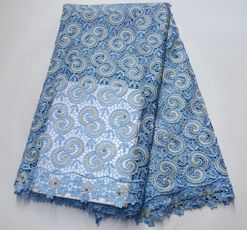 

Latest Sky Blue African Laces Fabrics Embroidered High Quality French Lace Fabric Cheap Nigerian Net tulle Lace Fabric