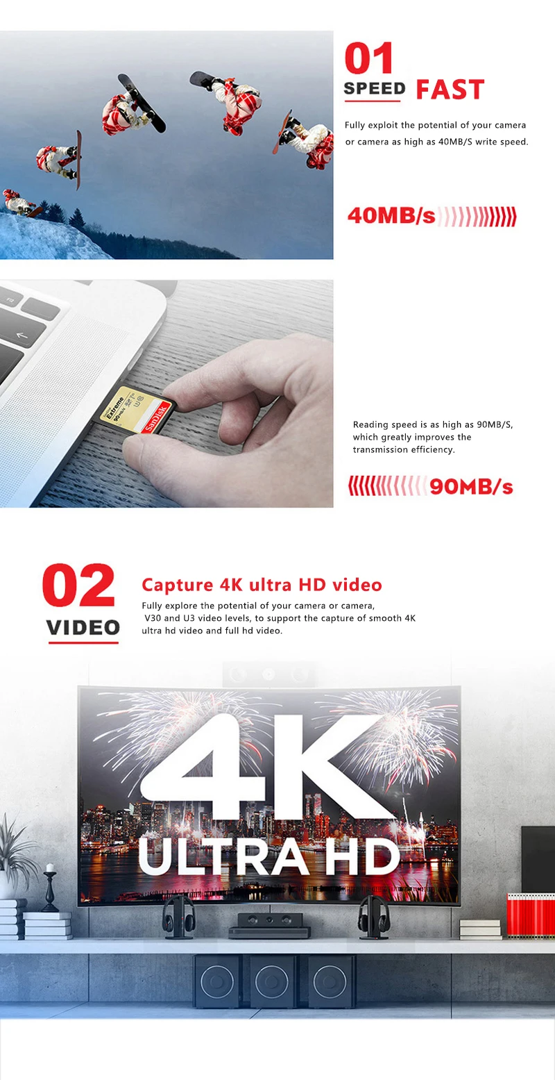 Двойной флеш-накопитель SanDisk Extreme Sd карта памяти SDXC с UHS-I 3 4 к карты памяти Class10 C10 90 МБ/с. 600X высокое Скорость 64 ГБ 32 ГБ оперативной памяти, 16 Гб встроенной памяти, 128 ГБ U3 карты