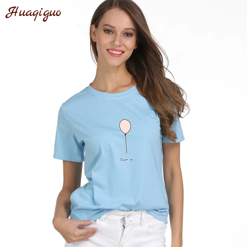 

Hot Style Balloon Print Tees Short Sleeve T-shirt Women T Shirt Summer Cotton Basic T-shirt Harajuku Kawaii Tops Causal T-shirts