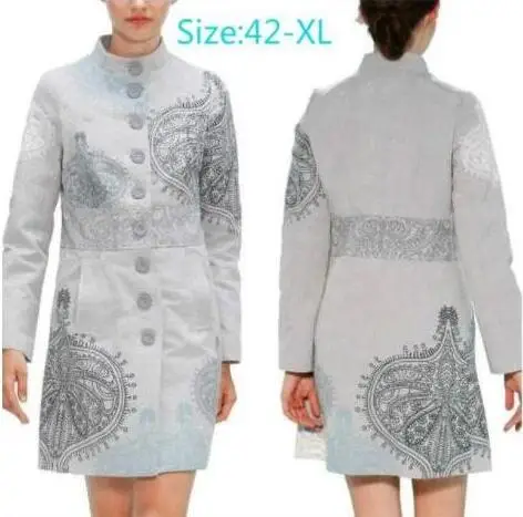 

Desigual Espanhol populares logotipo senhora bordados trench coat casaco size 40 42 44 46