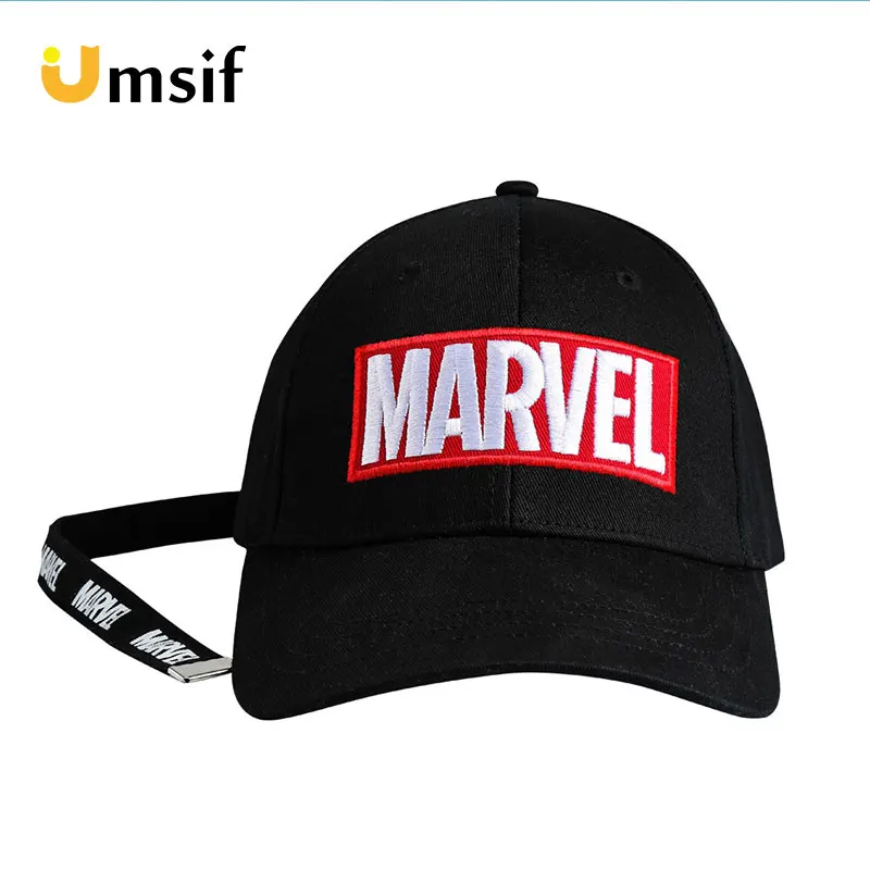 

Women Men Cotton Marvel Embroidery Baseball Caps With Ribbon Summer Sun Hats for Male Boys Adjustable Trucker Hat Snapback Hats