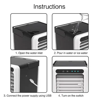 

Portable USB Chargeable Air Cooler 3 Speed Adjustable Mute Purifier Conditioner Humidification Fan for Home Office Desktop Suppl