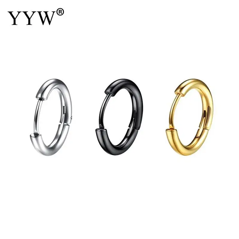 

Fashion Women Men Punk Gothic Stainless Steel Simple Round Hoop Earrings Lover 3 Colors 6 Size Earring Jewelry Gift