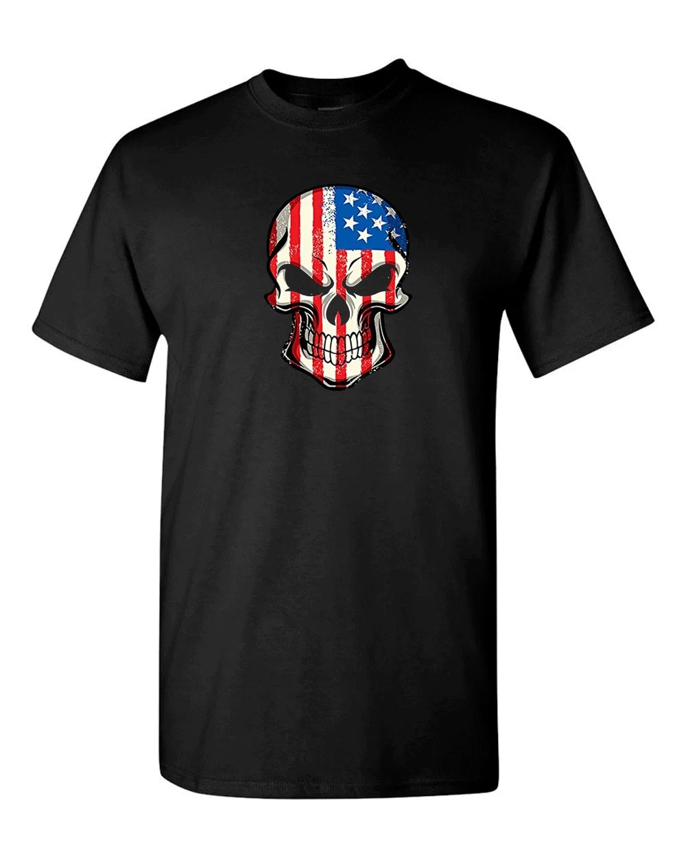 Mens T-Shirt American Flag Skull Military T Shirt Motorcycle Biker T Shirt 2019 New Men Funny Short Sleeve T Shirts for Men