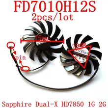 2 шт./лот Firstd FD7010H12S 4PIN DC12V 0.35A 75 мм 39X39X39 мм для Sapphire Dual-X HD7850 1 г 2 г вентилятор для видеокарты