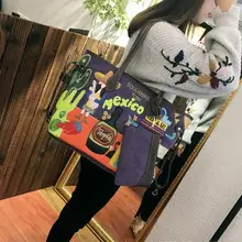 KVKY вышитая Повседневная Сумка-тоут женская Холщовая Сумка на одно плечо для покупок модная женская холщовая пляжная сумка