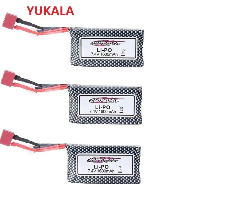 

YUKALA 7.4v 1600mah Lipo Battery for XLH 9125 Remote Control Rc Car Spare Parts 1600mah 7.4V
