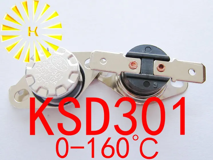 5 шт. x KSD301 0-160 градусов C 10A 250 в стандартный открытый/закрытый термостат |