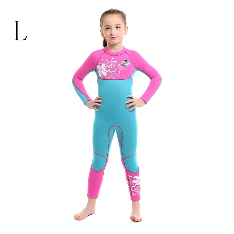 3 мм для девочек солнцезащитный термальный купальник с буквенным принтом, Цельный купальник с длинными рукавами для дайвинга, для плавания, полосатая блузка для подводного плавания - Цвет: LL
