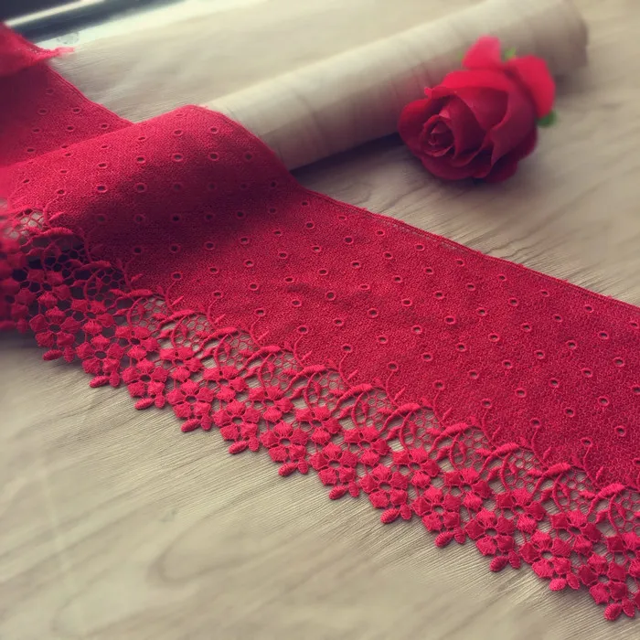 Красный вышитый кружевной край отделка Лента аппликация Сделай Сам шитье ремесло вязание крючком ткань окантовка отделка винтажное свадебное платье