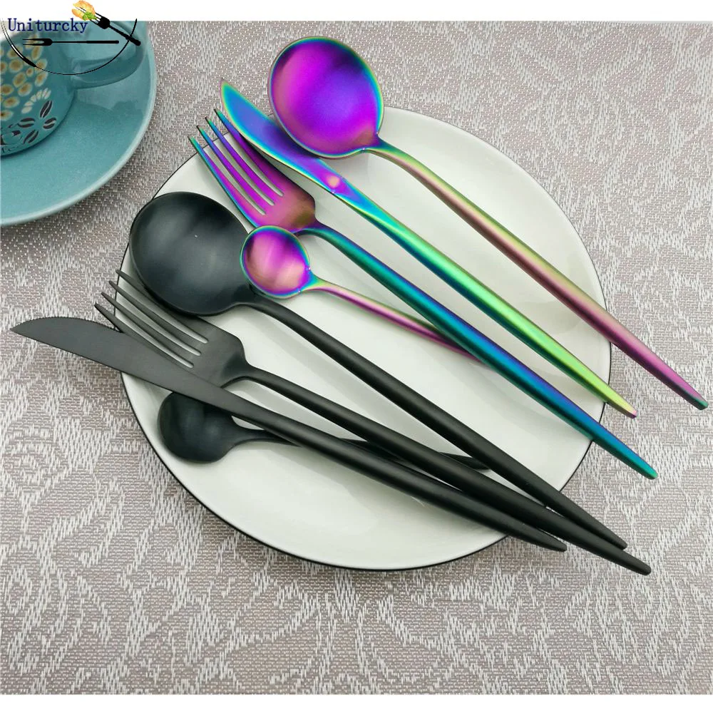 Uniturcky 4 unids/set negro Acero inoxidable vajilla de oro Set de Cubiertos, tenedor cuchillo bolas boda juego de platería envío de la gota|Juegos de vajilla| - AliExpress