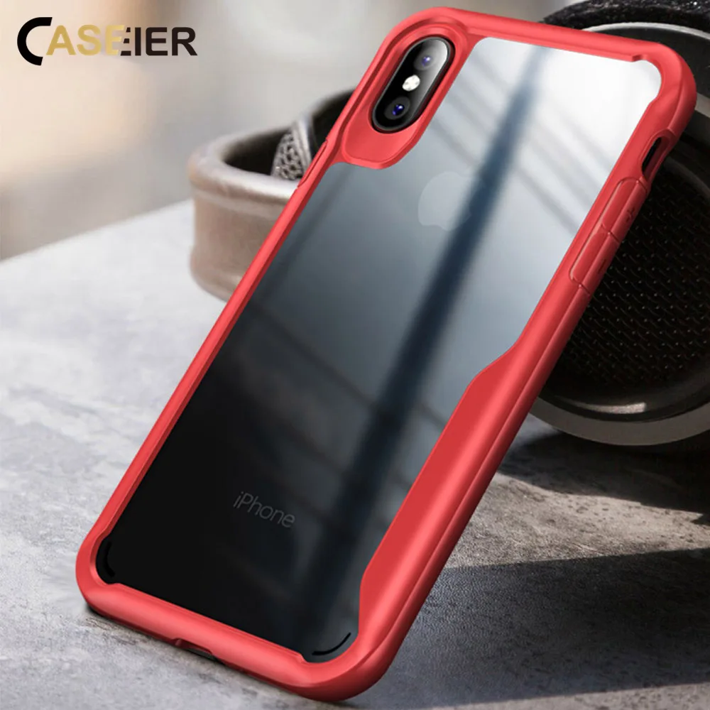 CASEIER Transparent Phone Case For iPhone X XS MAX XR PC Soft TPU Shockproof Cases 10 6 6S 7 8 Plus Funda |