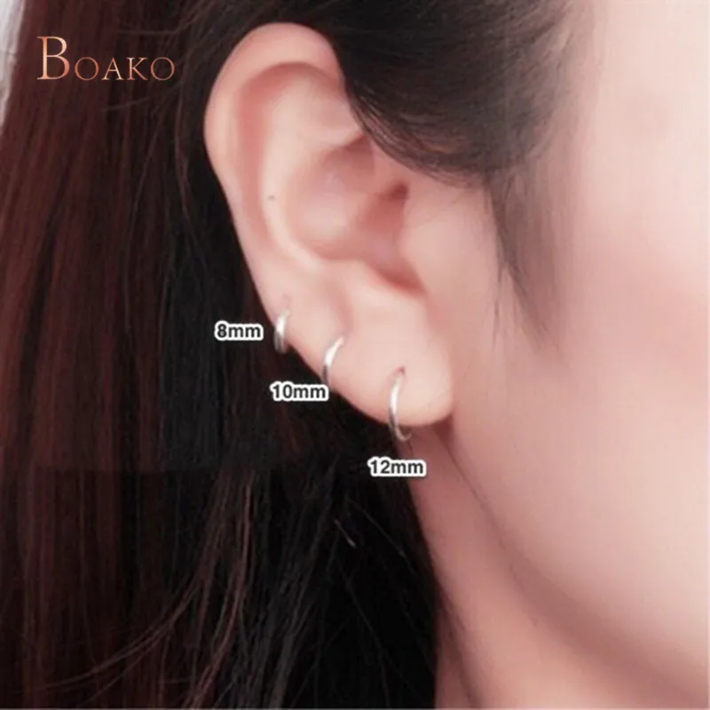 Trendy 925 Sterling Silver Small Round Hoops Earrings For Women - earring hoops roblox