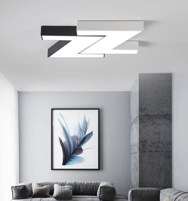 Современный светодиодный потолочный светильник черный белый квадратный офисный свет с затемнением дистанционного домашнего освещения
