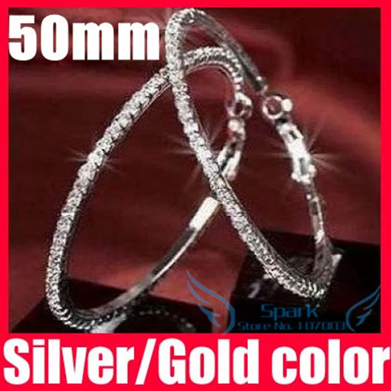Женские серьги кольца с фианитом 50 мм|hoop earrings for women|hoop earringscubic zirconia hoop |