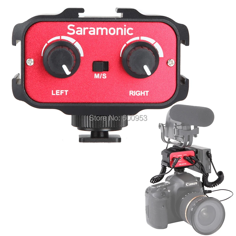 

Brand New DSLR Cameras Camera Mixing console Universal Microphone Mixer Audio Adapter 2 Channel 3.5mm with Stereo