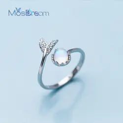 MosDream Русалка s925 стерлингового серебра кольца Синий Волшебные водянные кольцо с драгоценным камнем-кристаллом для женщин CZ элегантные