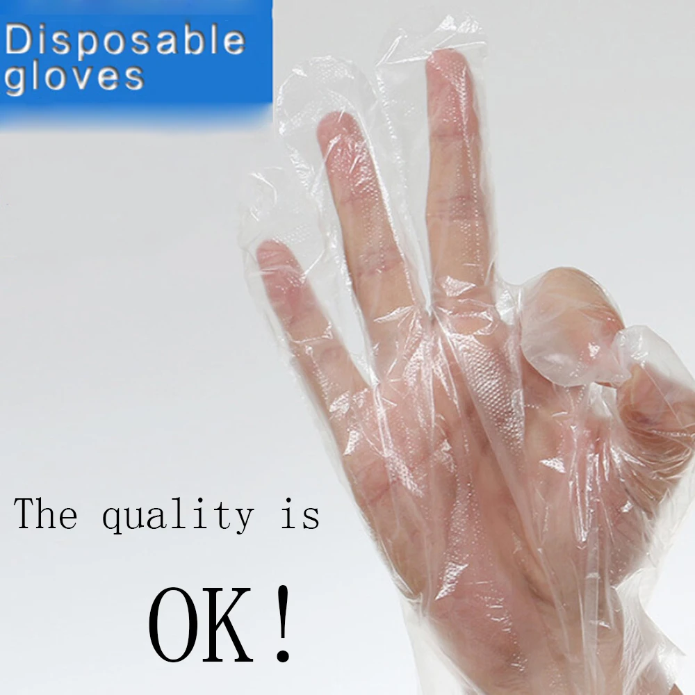 

50PCS /100PCS Disposable Gloves One-off Plastic Gloves Restaurant BBQ Transparent Eco-friendly PE Gloves Kitchen accessories