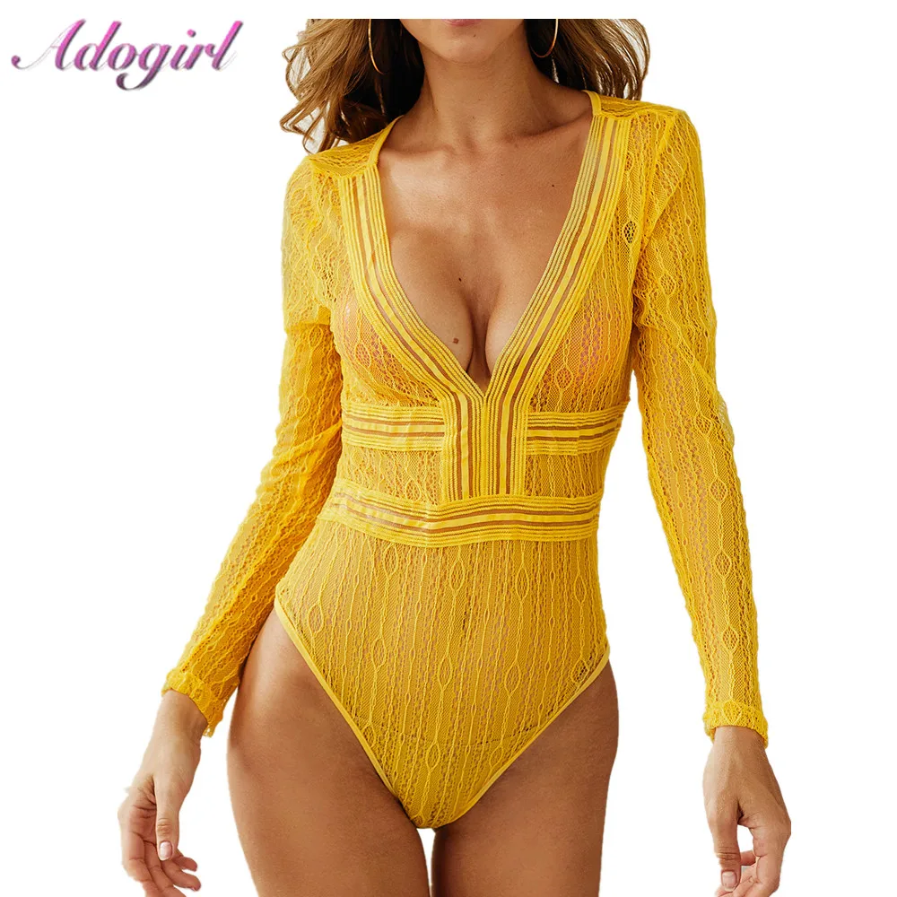 

Sexy lace Hollow Out Bodycon Bodysuit Women Body Top Blothes Casual Sheer Deep V Neck Jumpsuit Female Overalls Outfit Rompers
