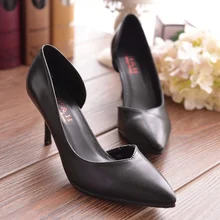 Soft Leather Black Nude Sexy Pointed Toe D’Orsay & Two-Piece Women Pumps,2017 New Luxury Ladies Cozy Slip-On Spike Heels Shoes