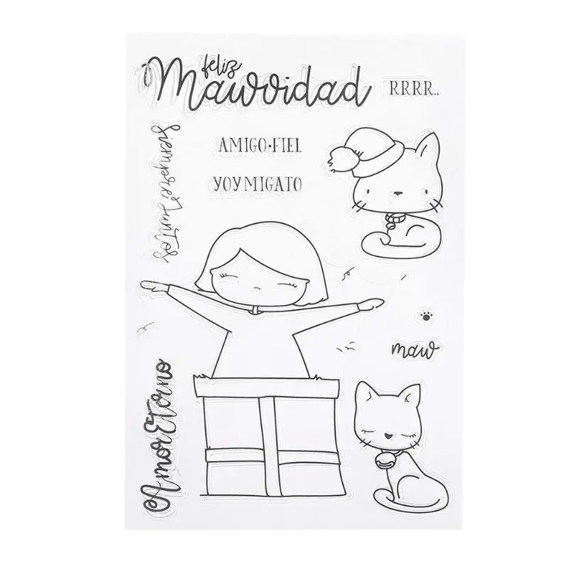 

Hot Sales Scrapbook Paper Stamps Craft Cat Silicone DIY Clear Stamps Scrapbooking for Photo Album Paper Card Art Crafts Decor