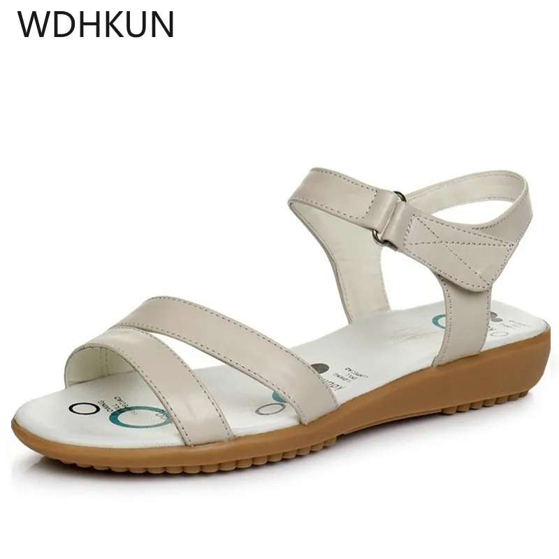 

WDHKUN Women Sandals Plus Size 34-43 Summer Genuine Leather Women Shoes Woman Flip Flops Ladies Flat Sandal chaussure Sandalias