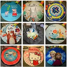 Декоративный милый детский мультяшный ковер, круглая детская комната 110, 150 см, детский игровой коврик, Портативная сумка для хранения игрушек, одеяло для пикника на открытом воздухе, Tapetes