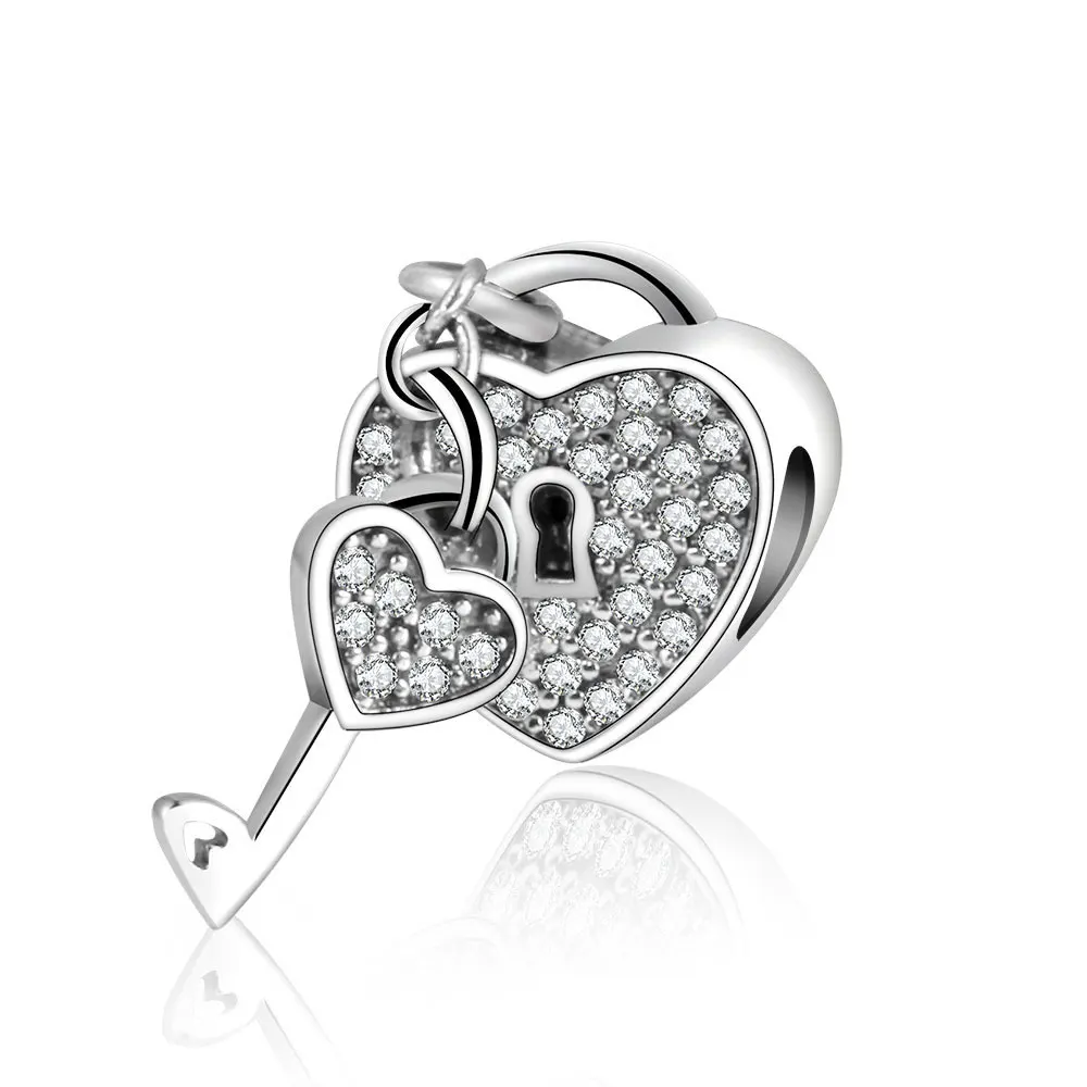 Fit Original Pandora Charm Bracelet 925 Sterling Silver Lock Of Love