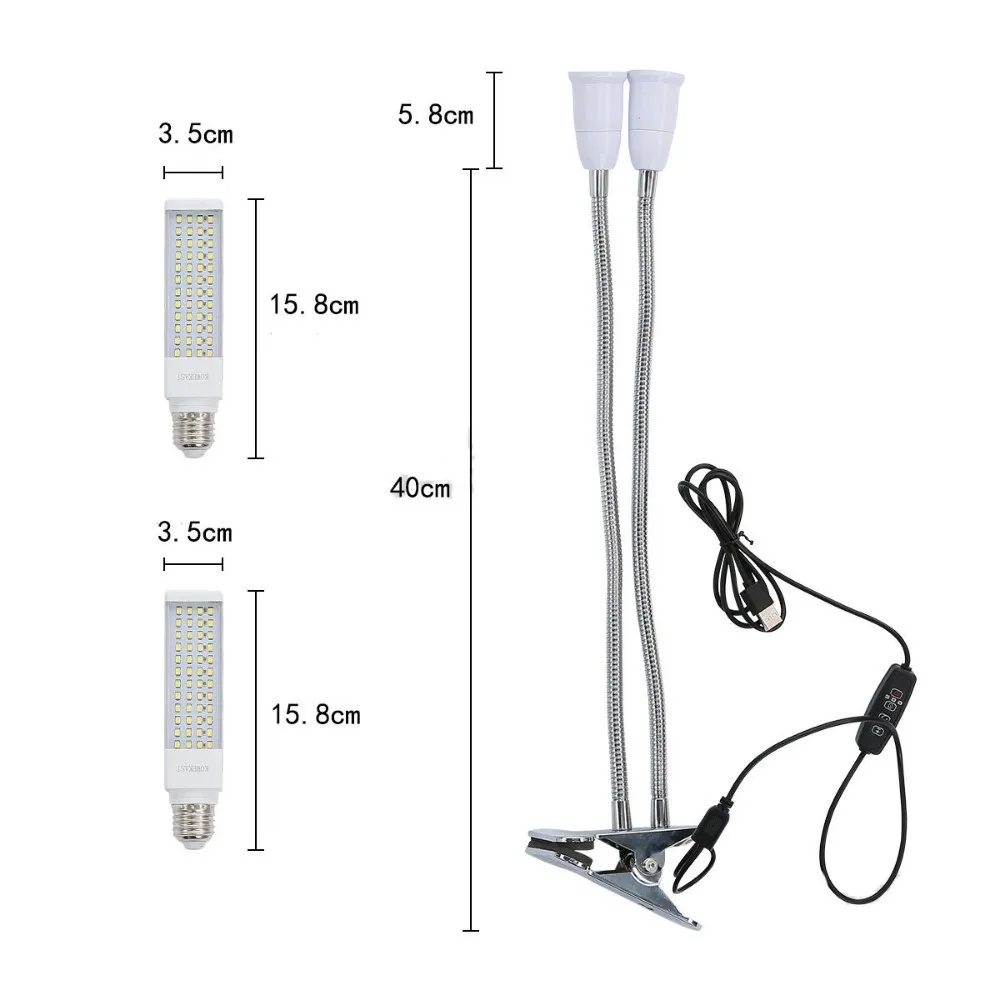 45 Вт растет зажимы для света Лампа Dual Head полный спектр Cultivo Крытый сроки растет свет для растений рассада цветов Садоводство