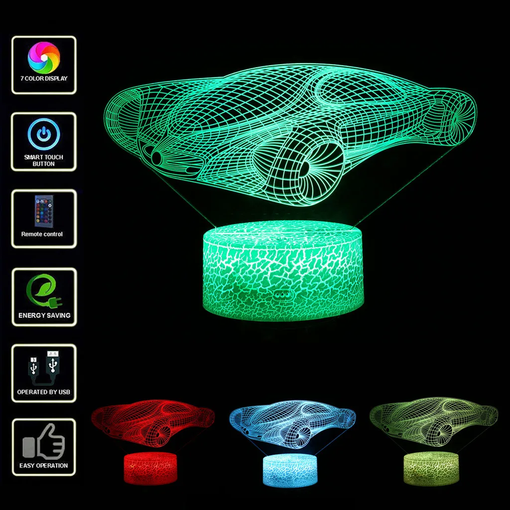 

3D LED Lamp Touch Switch Table Desk Light Lava Lamp Acrylic Illusion Room Atmosphere Lighting Game Fans Gift All Skins7.564