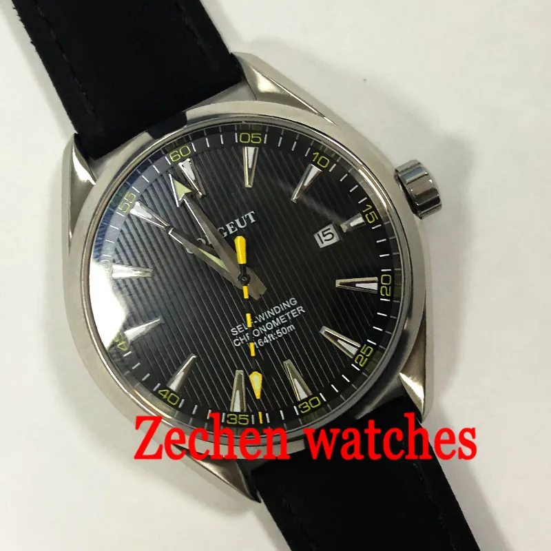 AUTO Date Sapphire Miyota Automatisch movement mens Wristwatch 41mm Corgeut