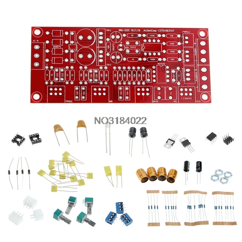 

NE5532 AC 12V OP-AMP HIFI Amplifier Preamplifier Volume Tone EQ Control Board DIY KIT Module Set 10 Times Tone Board Preamp #